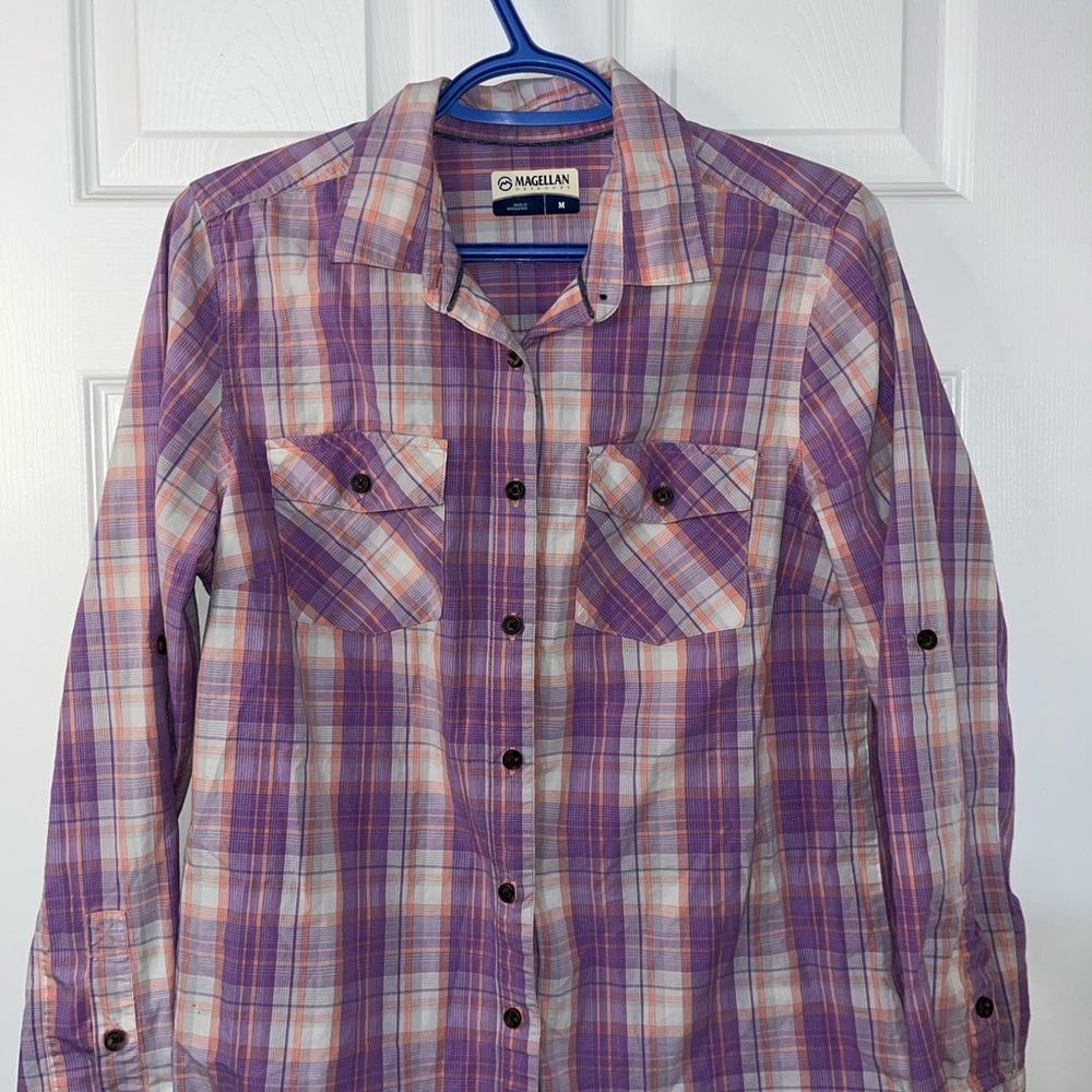 Magellan Outdoors Purple Plaid Shirt